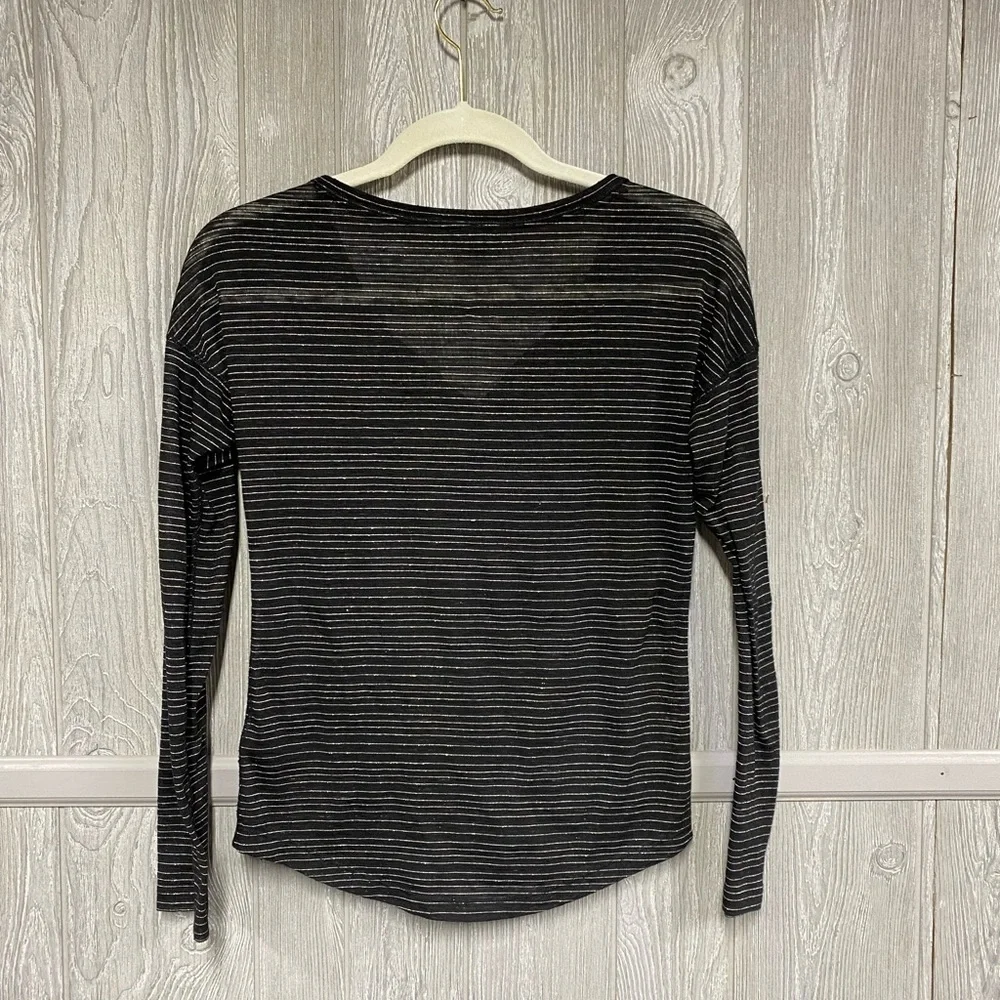Black & Silver Express Sheer Long Sleeve Shirt Size XS EUC - Picture 2 of 5